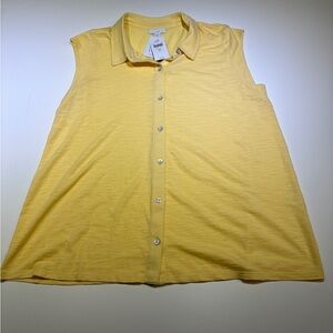 J. Jill Light Yellow Collared Sleeveless button up Shirt - NWT women’s medium